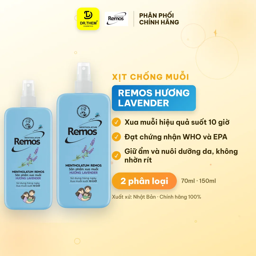 Xịt Xua Muỗi Rohto Remos Picaridin Và Tinh Dầu Thiên Nhiên Xua Đuổi Muỗi Côn Trùng Cho Bé Và Người Lớn 70ml/150ml