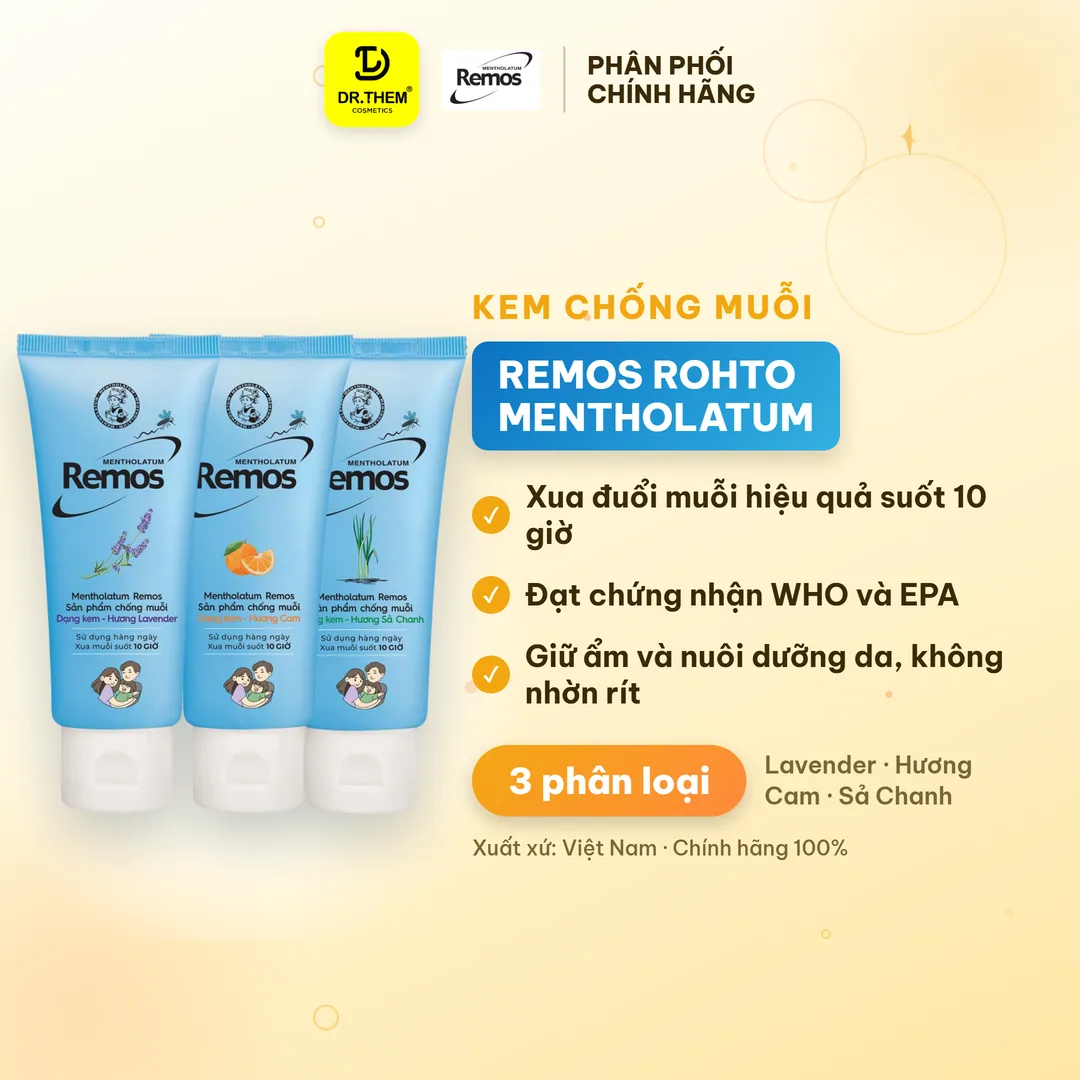 Kem Chống Muỗi Rohto Remos Picaridin Và Tinh Dầu Thiên Nhiên Xua Đuổi Muỗi Côn Trùng Cho Bé Và Người Lớn 70g