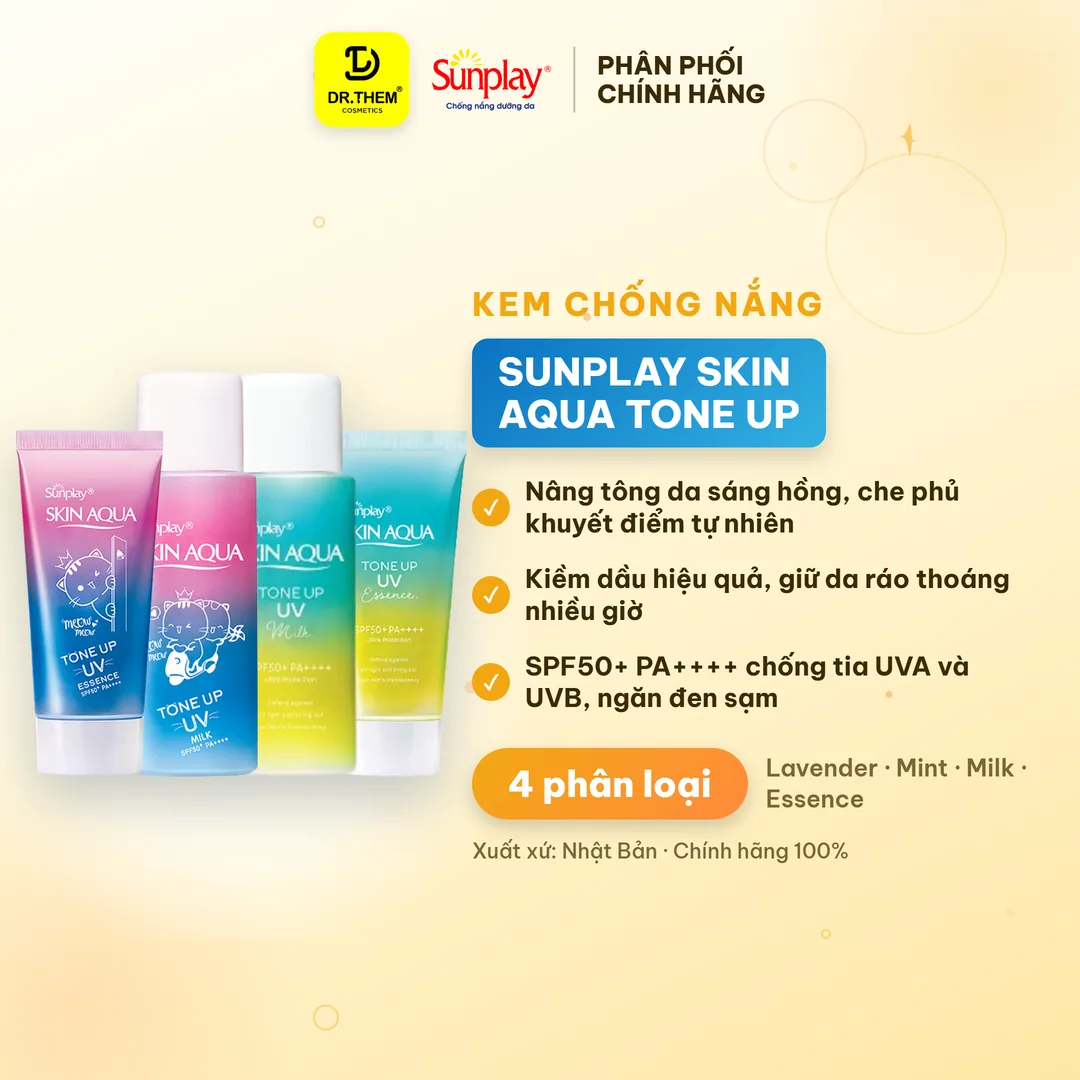 Kem Chống Nắng Sunplay Skin Aqua Tone Up UV SPF50+ PA++++ Hiệu Chỉnh Sắc Da Nâng Tông Kiềm Dầu 50g 50ml
