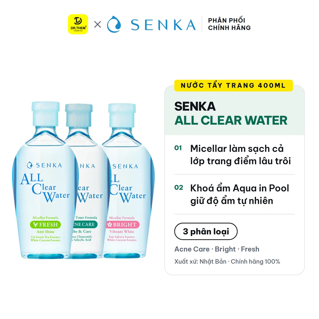 Nước Tẩy Trang Senka All Clear Water Micellar Formula Làm Sạch Trang Điểm Và Dưỡng Ẩm Cho Da 230ml