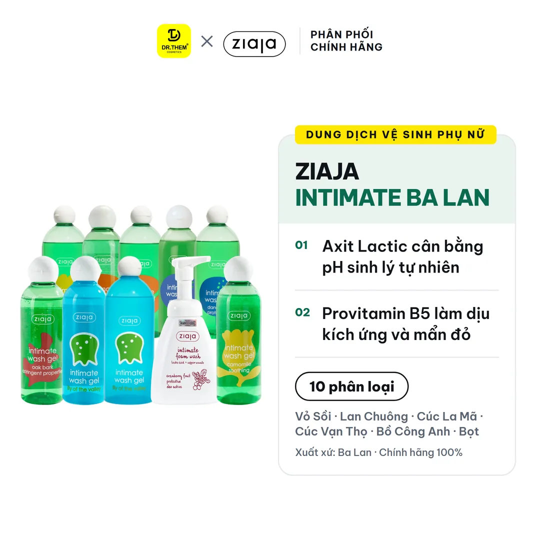 Dung Dịch Vệ Sinh Ziaja Intimate Cân Bằng pH Dịu Nhẹ Hoa Lan Chuông Vỏ Sồi Cúc La Mã Bồ Công Anh 200ml 500ml 2