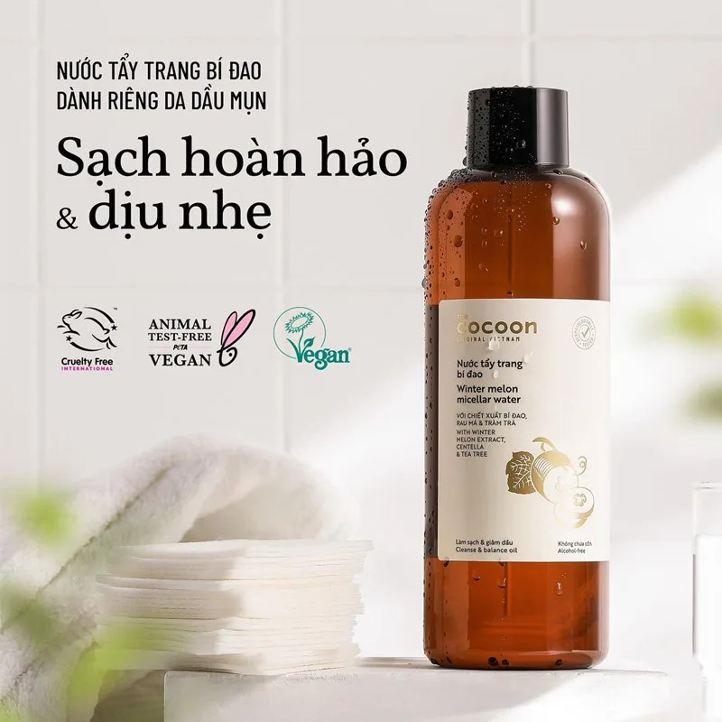 Nước Tẩy Trang Cocoon Bí Đao Winter Melon Micellar Water Làm Sạch Sâu Giảm Dầu Cho Da Dầu Mụn 500ml 2