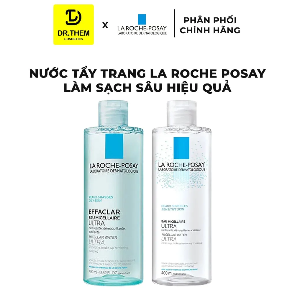 Nước Tẩy Trang La Roche Posay Micellar Water Ultra Effaclar Sensitive Làm Sạch Sâu Cho Da Dầu Mụn Da Nhạy Cảm 200ml 400ml