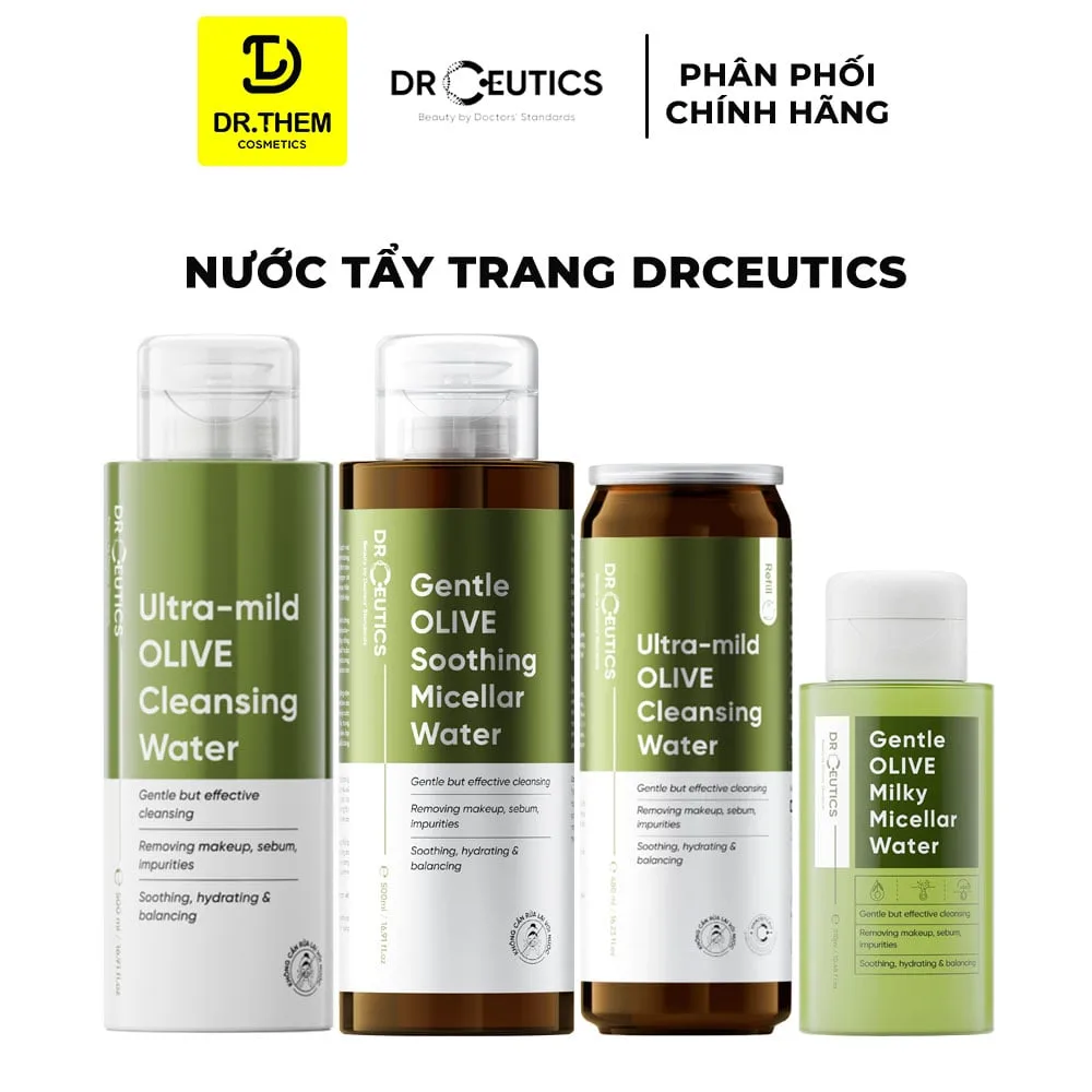 Nước Tẩy Trang Và Sữa Tẩy Trang DrCeutics Ultra Mild Gentle Olive Milky Micellar Làm Sạch Sâu Cho Mọi Loại Da 500ml