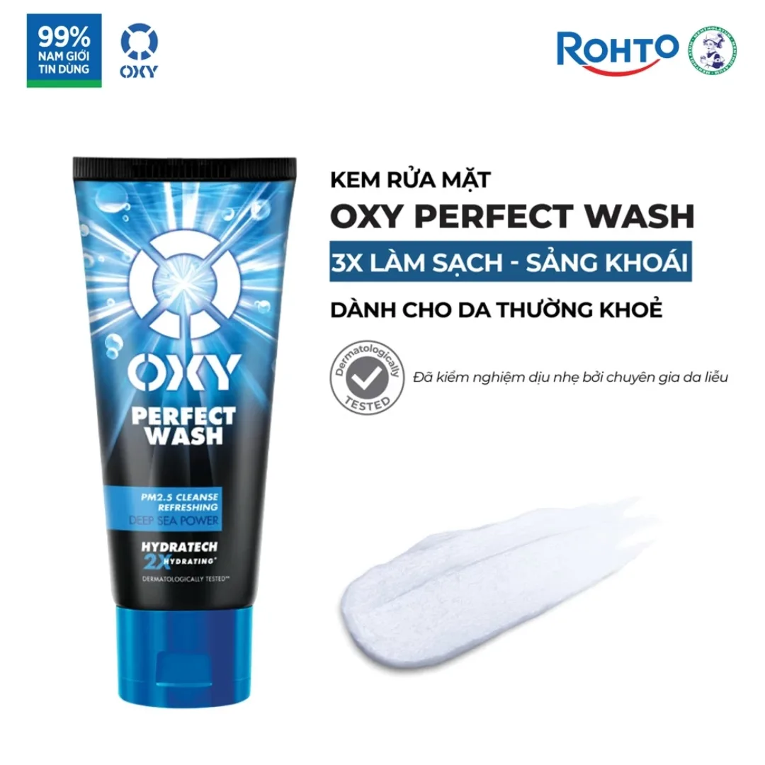 Kem Rửa Mặt OXY Perfect Wash Làm Sạch Sâu Bụi Mịn PM2.5 Bã Nhờn Và Tế Bào Chết Cho Da Thường Da Nhờn 100g 2
