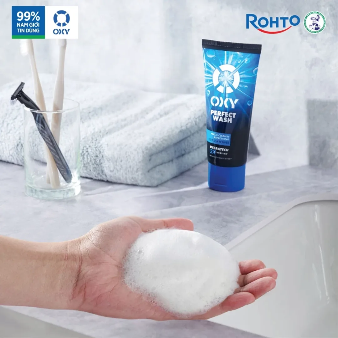 Kem Rửa Mặt OXY Perfect Wash Làm Sạch Sâu Bụi Mịn PM2.5 Bã Nhờn Và Tế Bào Chết Cho Da Thường Da Nhờn 100g 4
