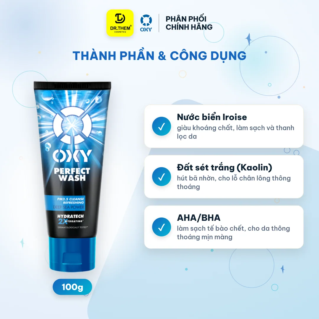 Kem Rửa Mặt OXY Perfect Wash Làm Sạch Sâu Bụi Mịn PM2.5 Bã Nhờn Và Tế Bào Chết Cho Da Thường Da Nhờn 100g 5