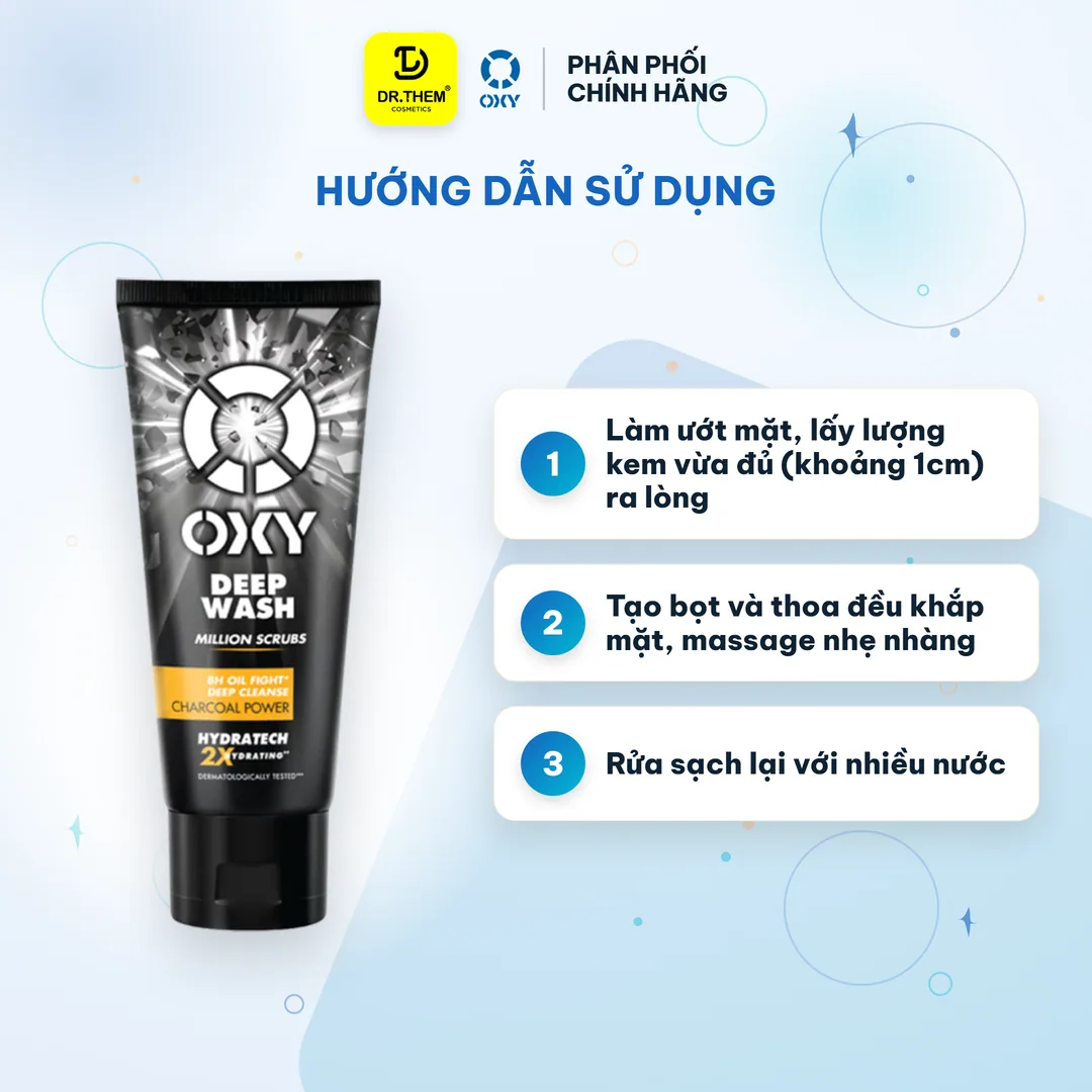 Kem Rửa Mặt OXY Deep Wash Than Đen Làm Sạch Sâu Giảm Nhờn Bóng Dầu Đến 8 Giờ Cho Da Thường Da Nhờn 100g 6