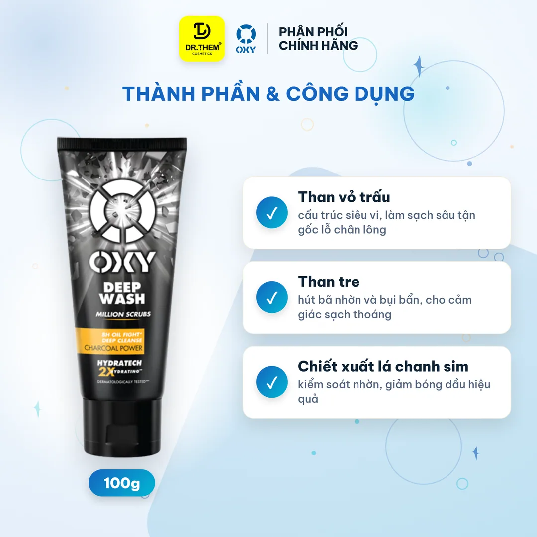 Kem Rửa Mặt OXY Deep Wash Than Đen Làm Sạch Sâu Giảm Nhờn Bóng Dầu Đến 8 Giờ Cho Da Thường Da Nhờn 100g 5
