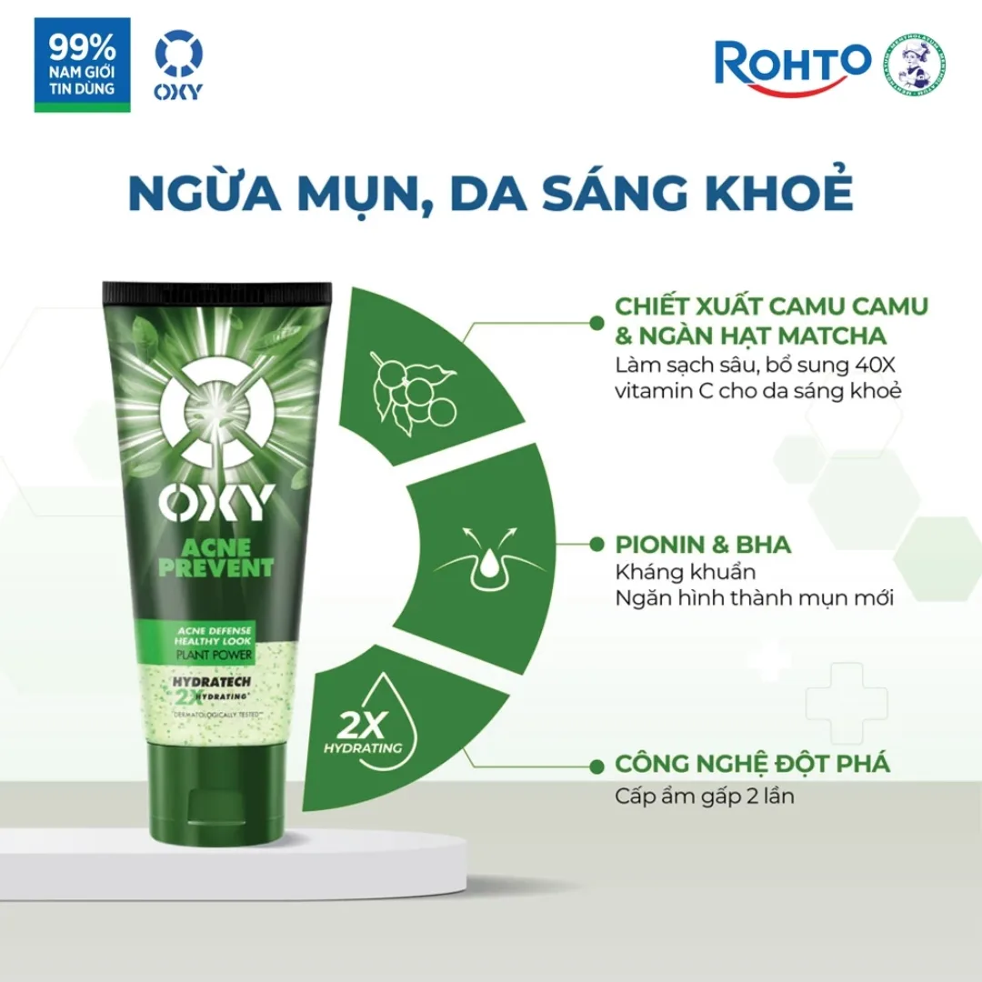 Gel Rửa Mặt OXY Acne Prevent Hạt Mát Xa Trà Xanh Làm Sạch Sâu Hỗ Trợ Ngừa Mụn Cho Da Mụn Da Nhờn 100g 3