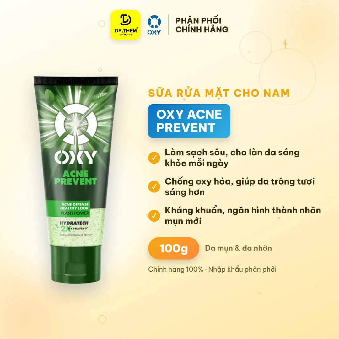 Gel Rửa Mặt OXY Acne Prevent Hạt Mát Xa Trà Xanh Làm Sạch Sâu Hỗ Trợ Ngừa Mụn Cho Da Mụn Da Nhờn 100g