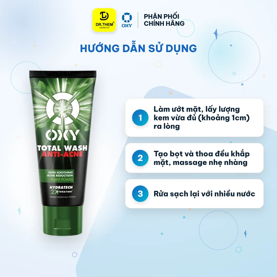 Kem Rửa Mặt OXY Total Wash Anti Acne Tràm Trà Trà Xanh Dịu Da Hỗ Trợ Giảm Mụn Cho Da Nhờn Da Mụn Nhạy Cảm 100g 5