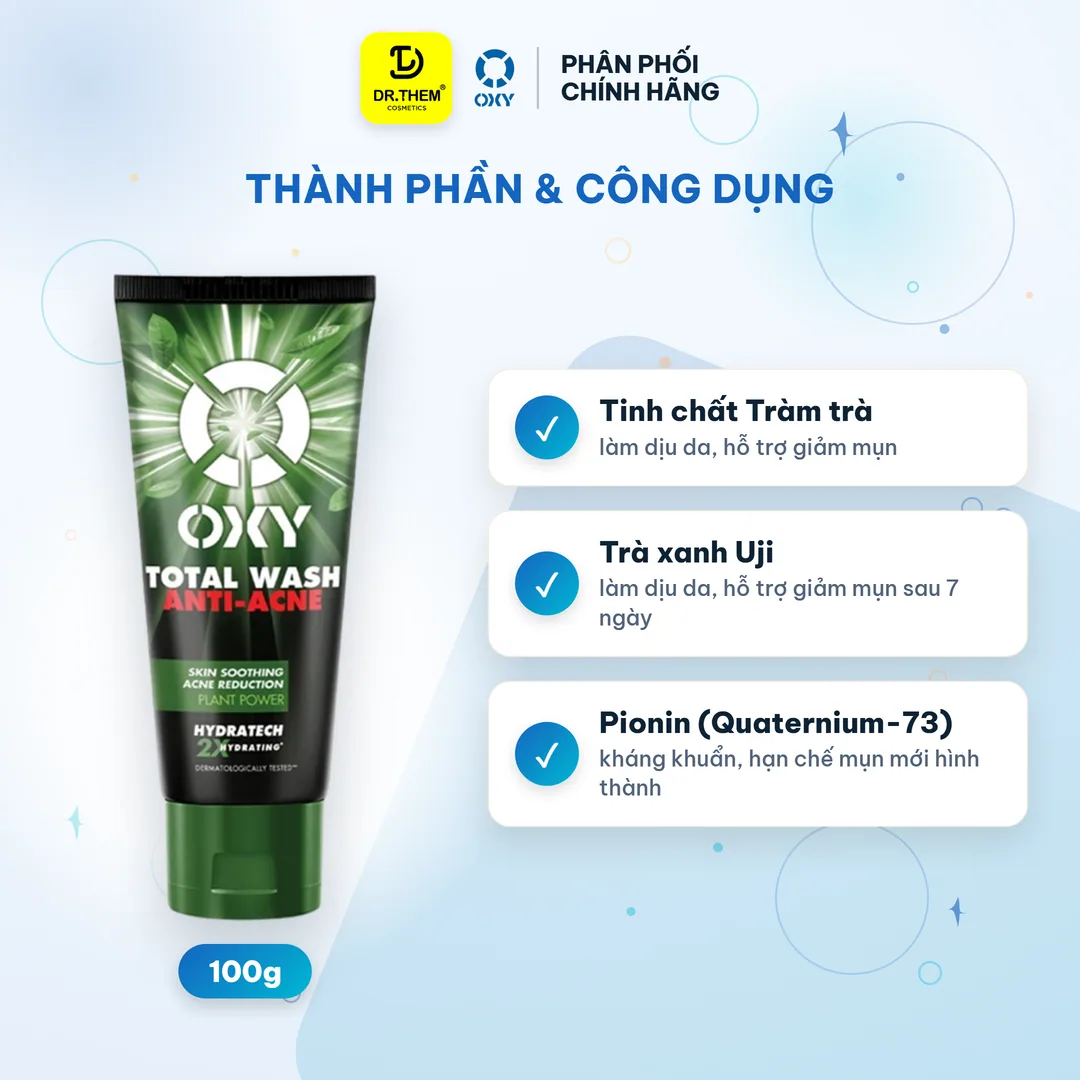 Kem Rửa Mặt OXY Total Wash Anti Acne Tràm Trà Trà Xanh Dịu Da Hỗ Trợ Giảm Mụn Cho Da Nhờn Da Mụn Nhạy Cảm 100g 4