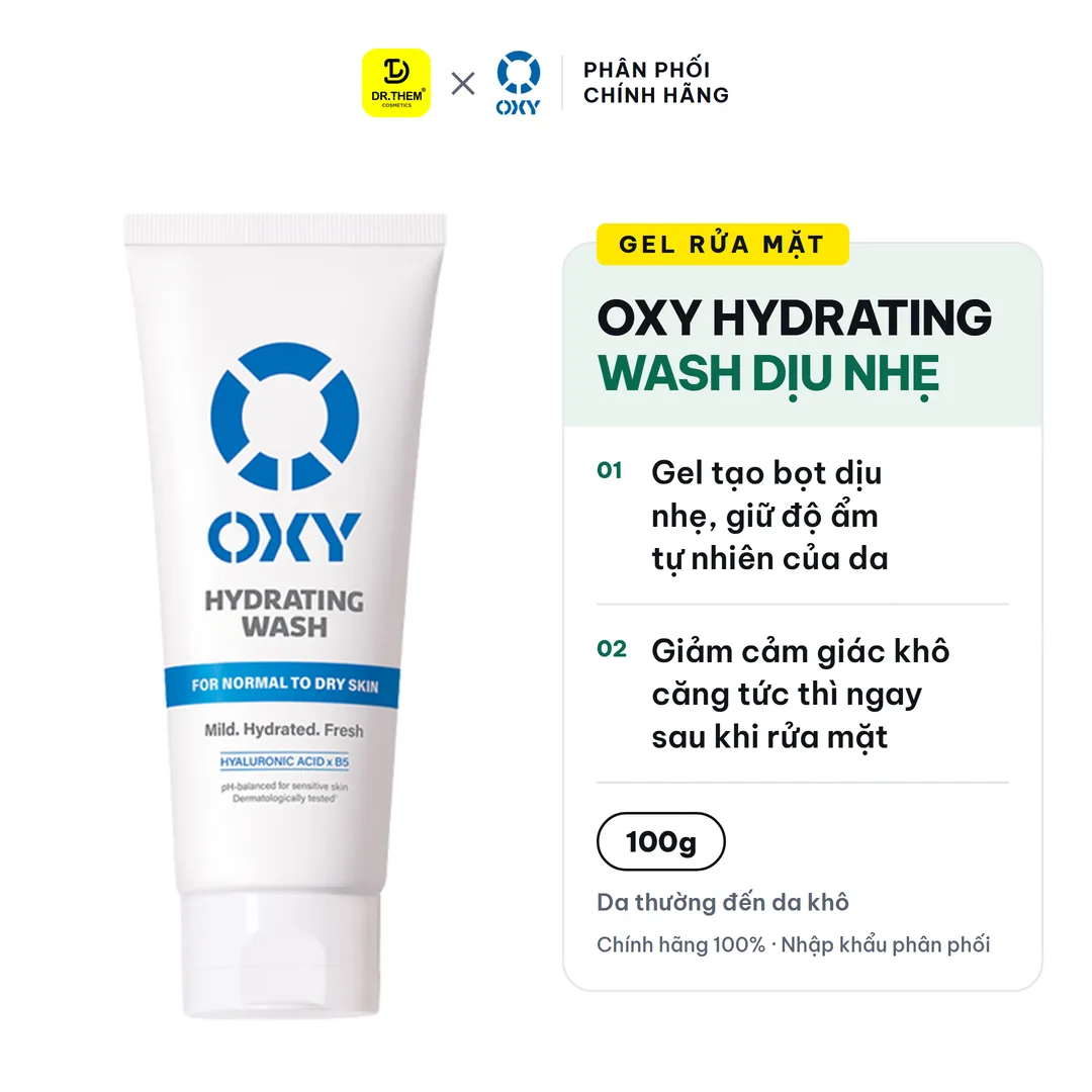 Gel Rửa Mặt OXY Hydrating Wash Dịu Nhẹ Cấp Ẩm Giảm Khô Căng Cho Da Thường Đến Da Khô Và Da Nhạy Cảm 100g