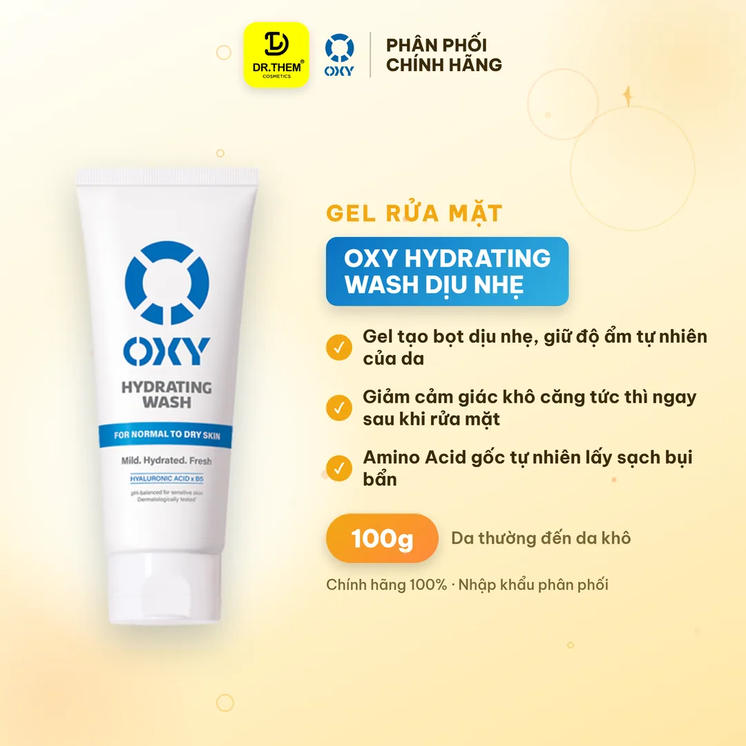 Gel Rửa Mặt OXY Hydrating Wash Dịu Nhẹ Cấp Ẩm Giảm Khô Căng Cho Da Thường Đến Da Khô Và Da Nhạy Cảm 100g