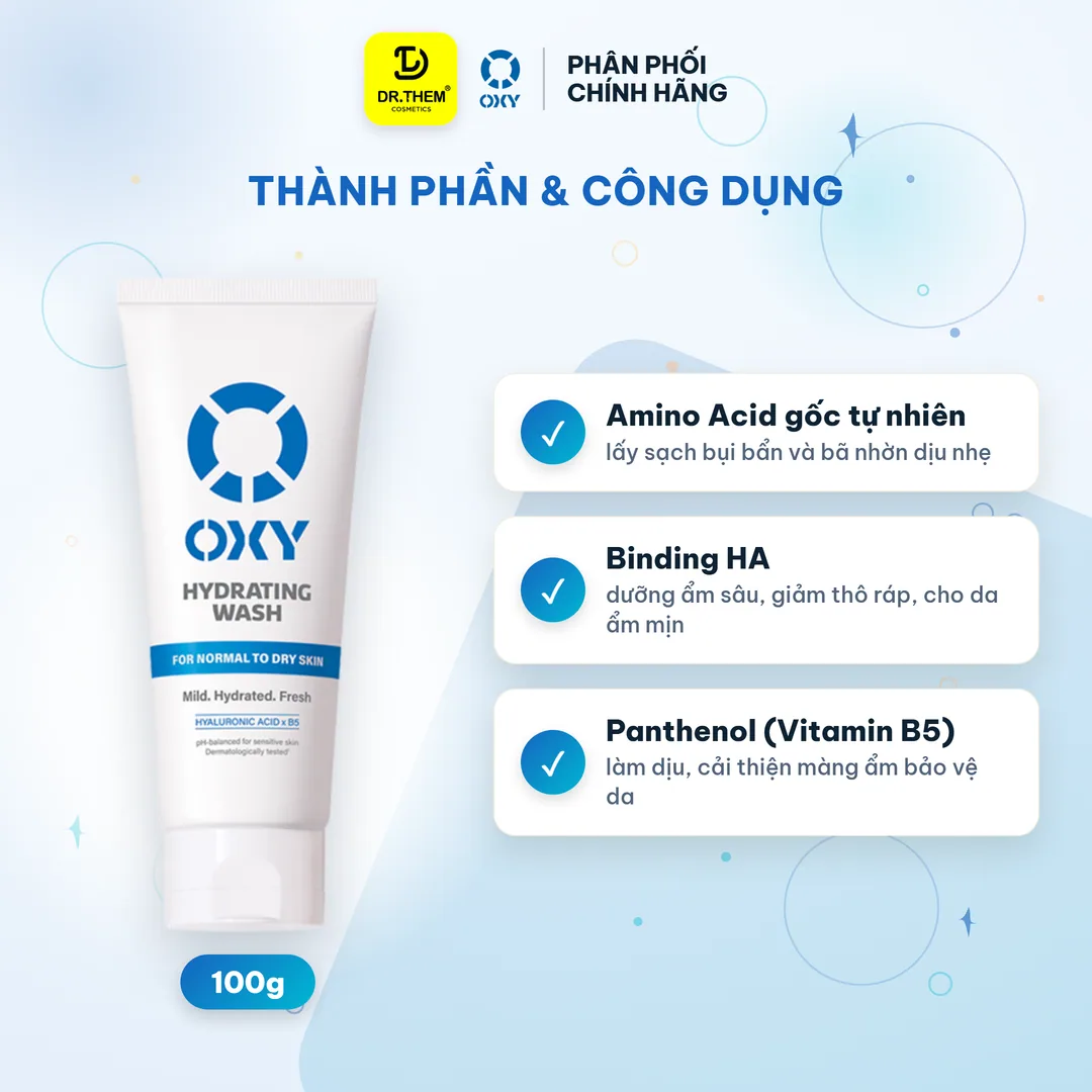 Gel Rửa Mặt OXY Hydrating Wash Dịu Nhẹ Cấp Ẩm Giảm Khô Căng Cho Da Thường Đến Da Khô Và Da Nhạy Cảm 100g 6