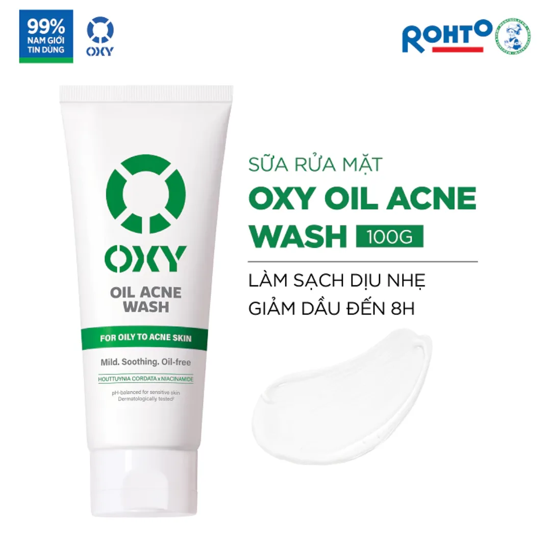 Sữa Rửa Mặt OXY Oil Acne Wash Giảm Dầu Và Dịu Da 8 Giờ Hỗ Trợ Ngừa Mụn Cho Da Hỗn Hợp Thiên Dầu Da Mụn 100g 2