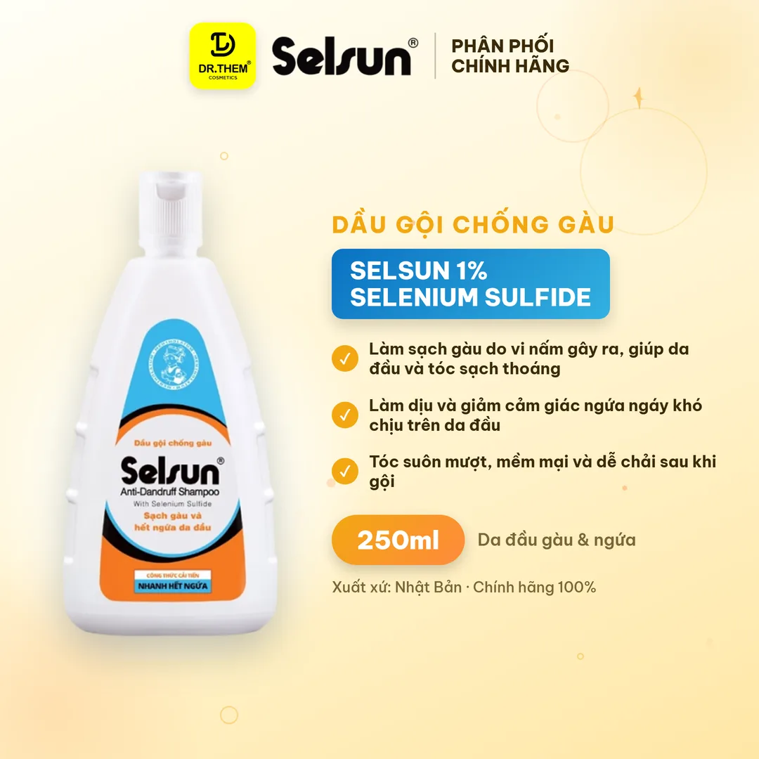 Dầu Gội Selsun 1% Selenium Sulfide Anti Dandruff Shampoo Hỗ Trợ Giảm Gàu Giảm Ngứa Da Đầu 50ml 100ml 250ml
