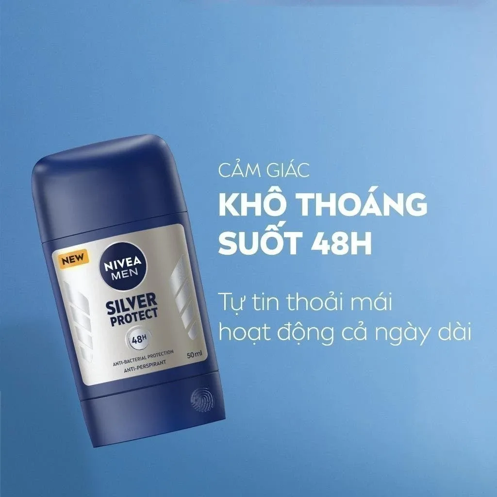 Sáp Ngăn Mùi NIVEA MEN Silver Protect Phân Tử Bạc Kháng Khuẩn Khô Thoáng 72H Cho Nam 50ml 6