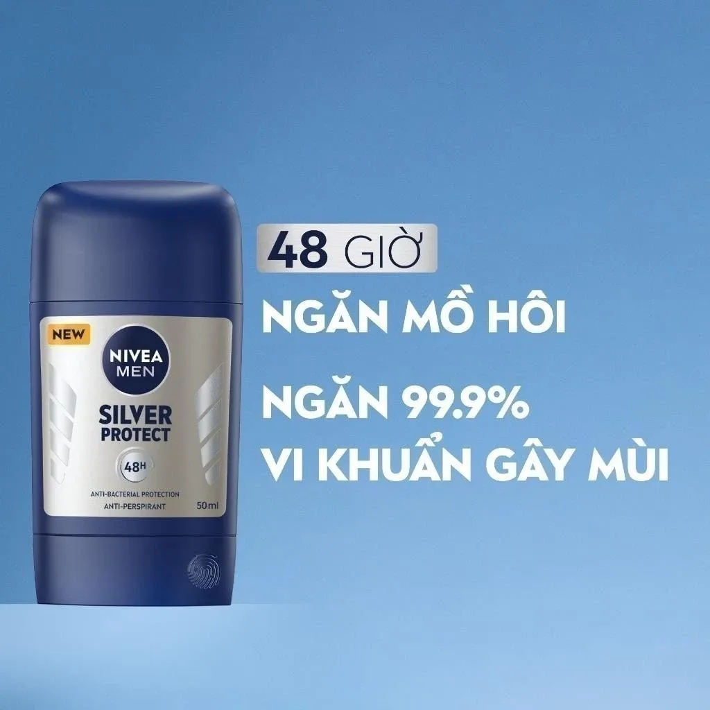 Sáp Ngăn Mùi NIVEA MEN Silver Protect Phân Tử Bạc Kháng Khuẩn Khô Thoáng 72H Cho Nam 50ml 7