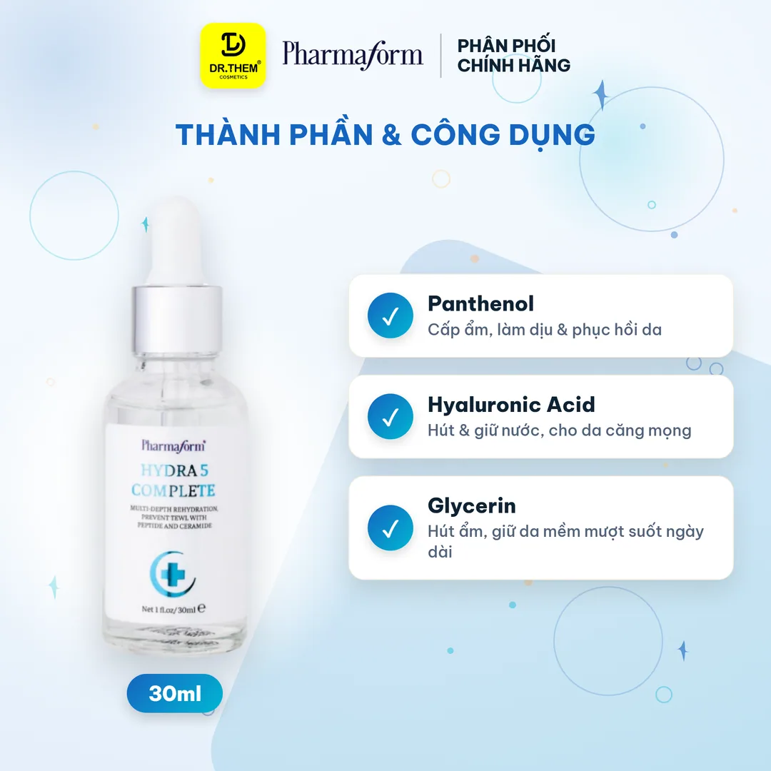 Tinh Chất Vitamin B5 Pharmaform Hydra 5 Complete Serum Dưỡng Ẩm Chuyên Sâu Hỗ Trợ Phục Hồi Da Nhạy Cảm 30ml 6