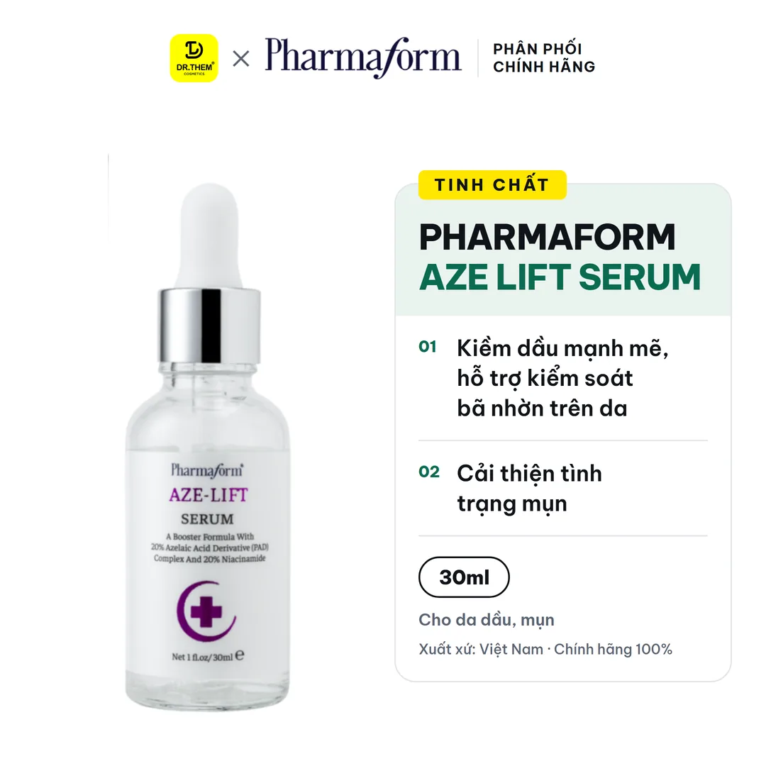 Tinh Chất Pharmaform Aze Lift Serum Kiểm Soát Dầu Se Khít Lỗ Chân Lông Hỗ Trợ Giảm Mụn Cho Da Dầu 30ml