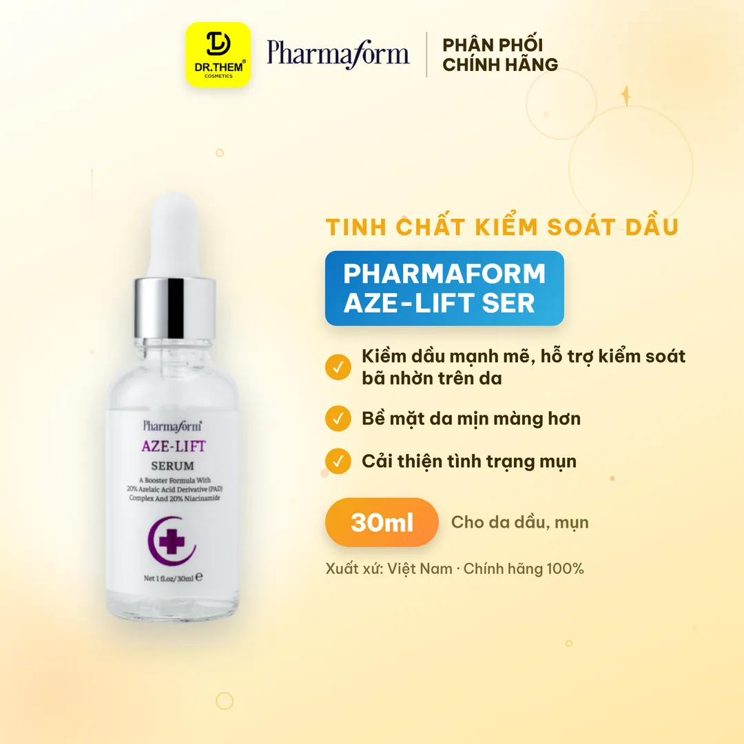 Tinh Chất Pharmaform Aze Lift Serum Kiểm Soát Dầu Se Khít Lỗ Chân Lông Hỗ Trợ Giảm Mụn Cho Da Dầu 30ml