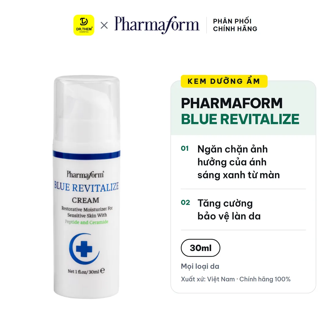 Kem Dưỡng Ẩm Pharmaform Blue Revitalize Phục Hồi Chống Ánh Sáng Xanh Hỗ Trợ Chống Lão Hóa Cho Mọi Loại Da 30ml