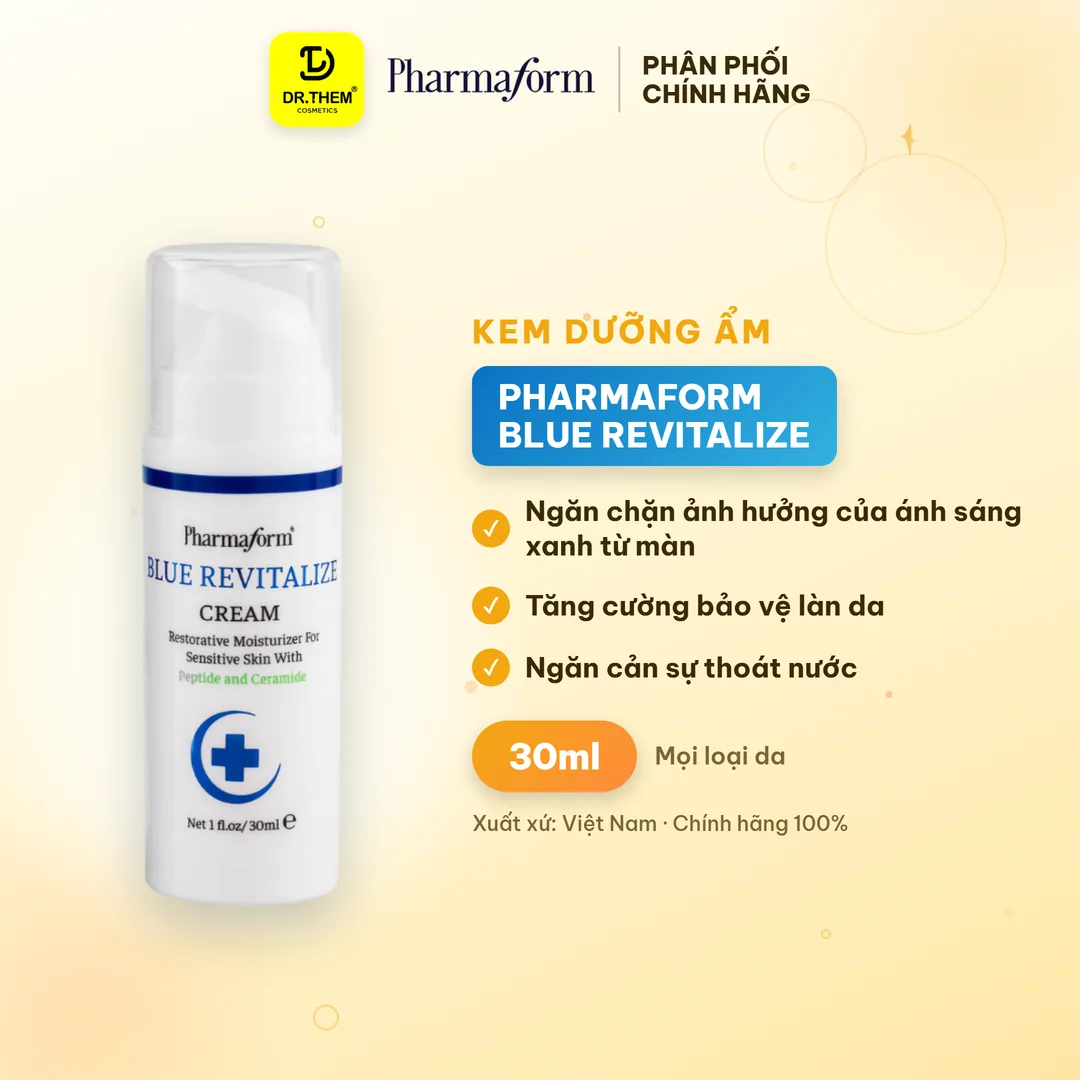 Kem Dưỡng Ẩm Pharmaform Blue Revitalize Phục Hồi Chống Ánh Sáng Xanh Hỗ Trợ Chống Lão Hóa Cho Mọi Loại Da 30ml