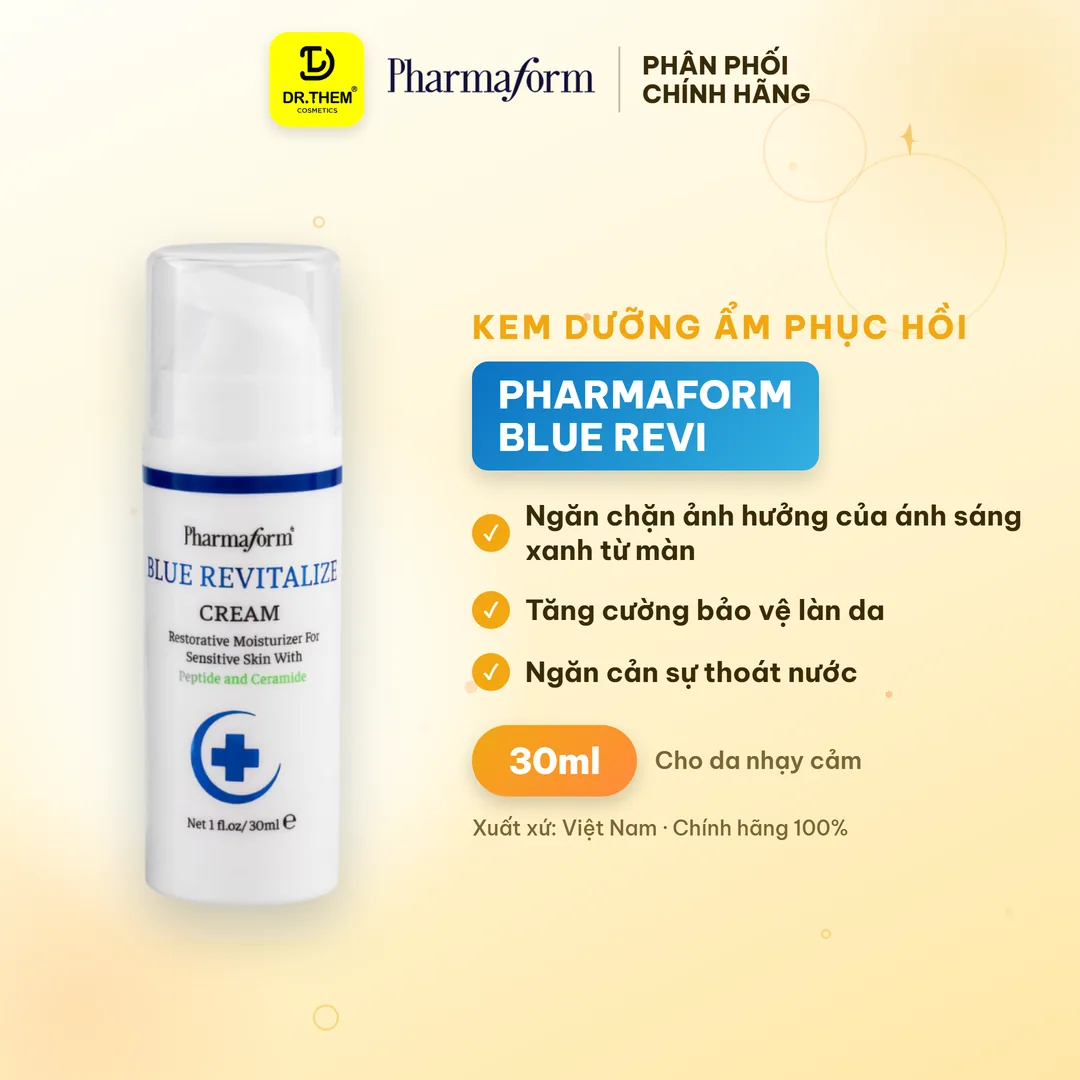 Kem Dưỡng Ẩm Pharmaform Blue Revitalize Phục Hồi Chống Ánh Sáng Xanh Hỗ Trợ Chống Lão Hóa Cho Mọi Loại Da 30ml