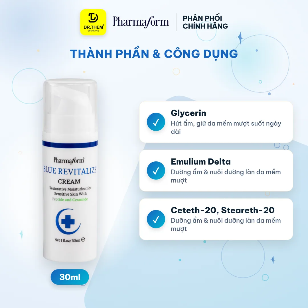 Kem Dưỡng Ẩm Pharmaform Blue Revitalize Phục Hồi Chống Ánh Sáng Xanh Hỗ Trợ Chống Lão Hóa Cho Mọi Loại Da 30ml 5
