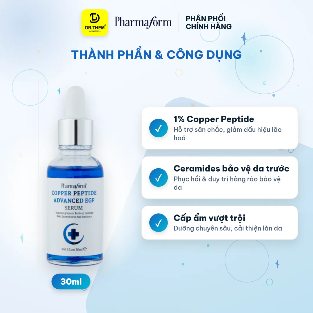 Tinh Chất Pharmaform Copper Peptide Advanced EGF Phục Hồi Da Tổn Thương Hỗ Trợ Chống Lão Hóa 30ml 4