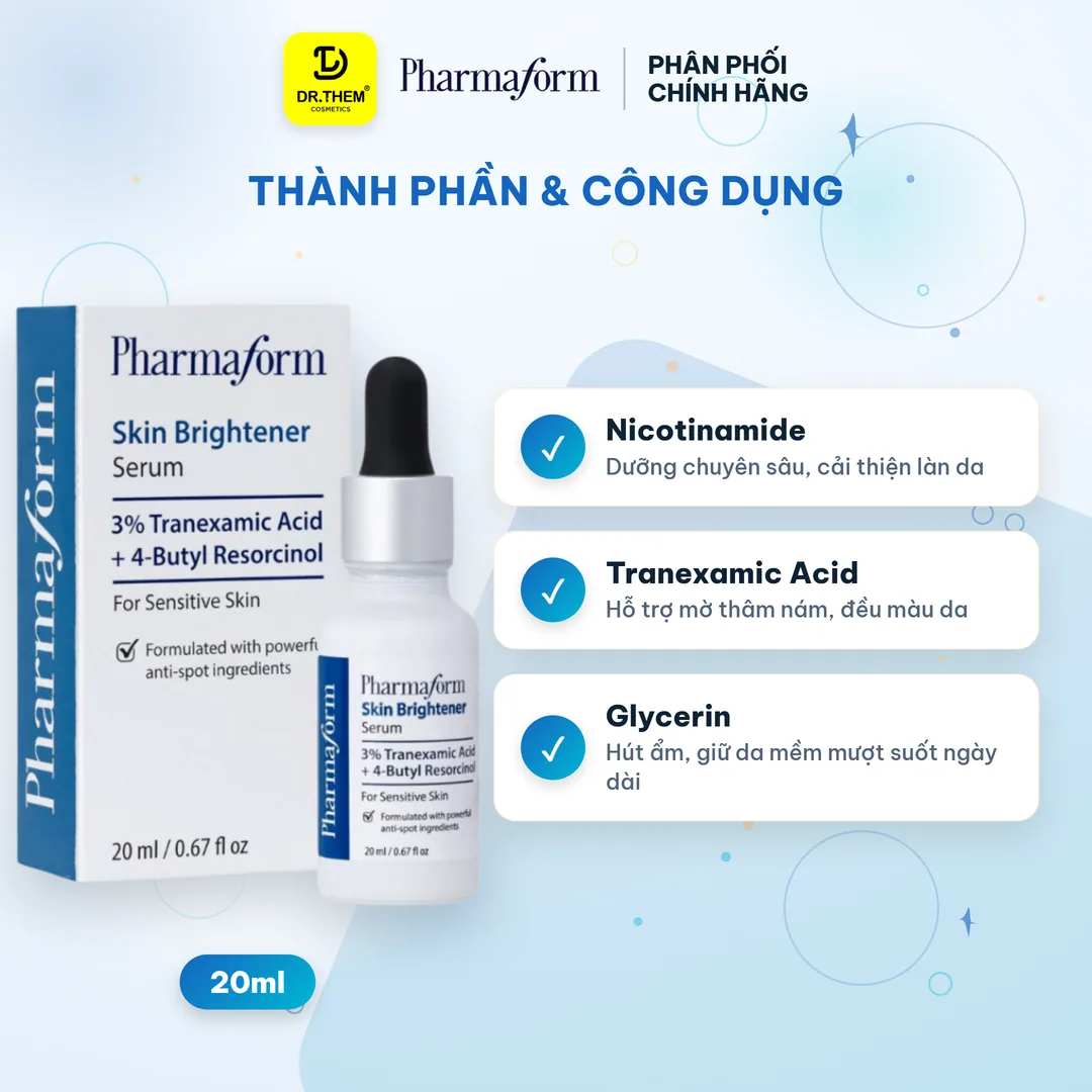 Tinh Chất Pharmaform Skin Brightener Serum Làm Sáng Da Hỗ Trợ Cải Thiện Thâm Mụn Tàn Nhang 20ml 5