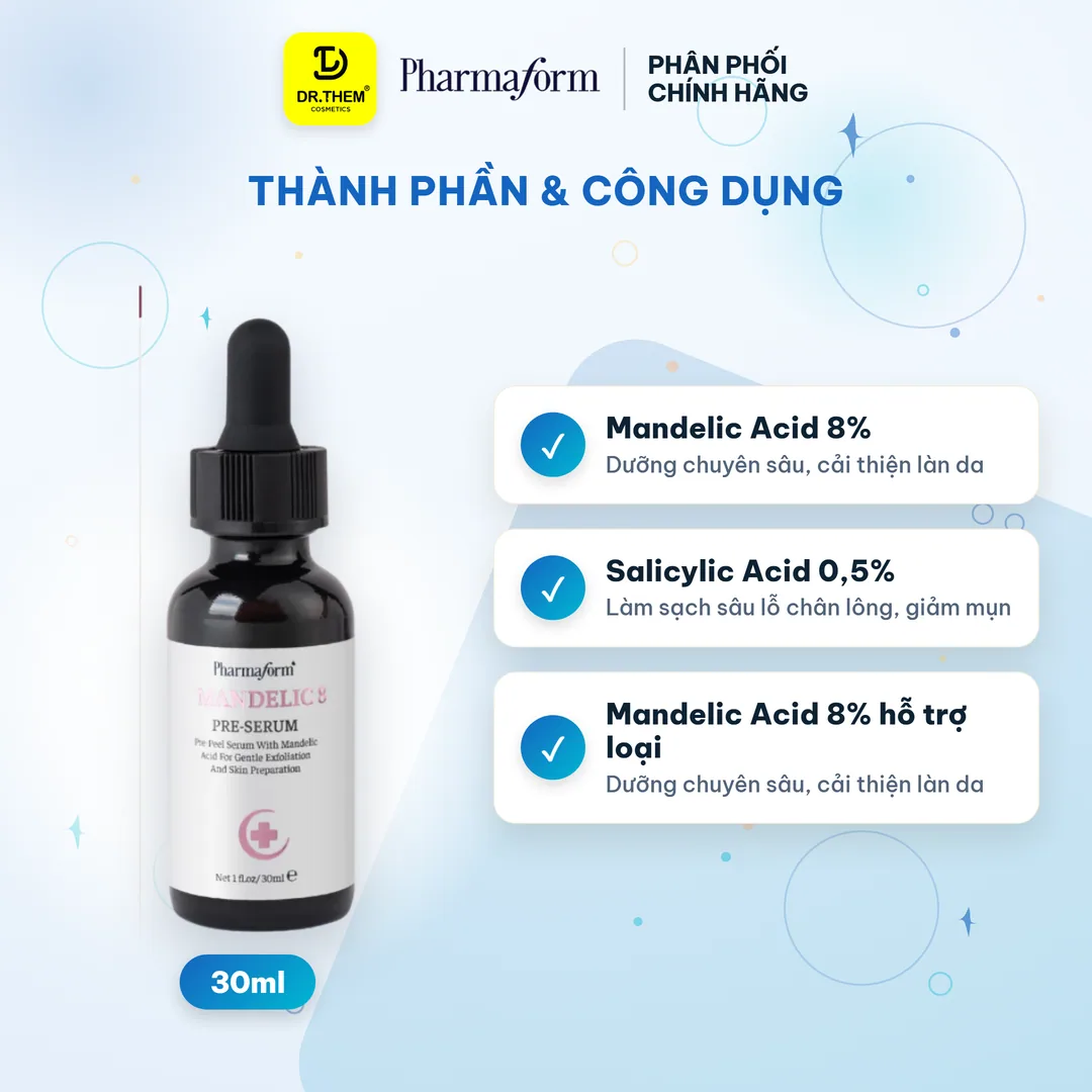 Tinh Chất Pharmaform Mandelic 8 Pre Serum Tẩy Tế Bào Chết Dịu Nhẹ Hỗ Trợ Làm Đều Màu Da Sáng Mịn 30ml 4