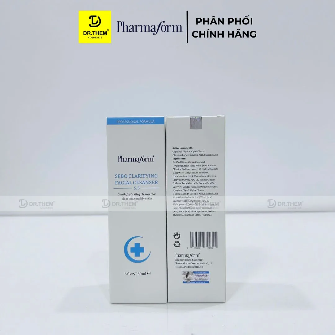Sữa Rửa Mặt Pharmaform Sebo Clarifying Facial Cleanser Làm Sạch Sâu Loại Bỏ Bã Nhờn Cấp Ẩm Cho Da Dầu Mụn 150ml 5