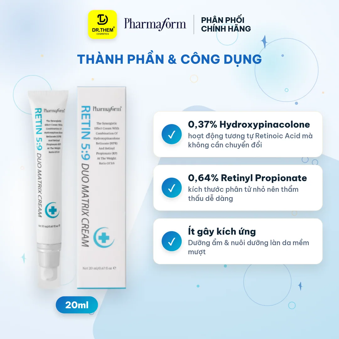 Kem Dưỡng Retinol Pharmaform Retin 5:9 Duo Matrix Cream Hỗ Trợ Chống Lão Hóa Giảm Nếp Nhăn Đều Màu Da 20ml 5