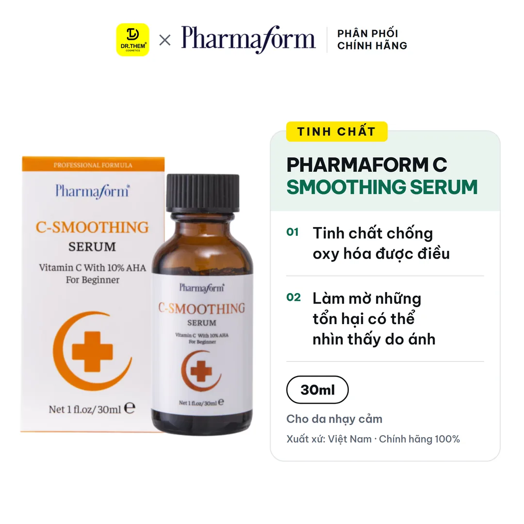 Tinh Chất Pharmaform C Smoothing Serum Vitamin C Và 10% AHA Làm Sáng Da Hỗ Trợ Chống Lão Hóa 30ml