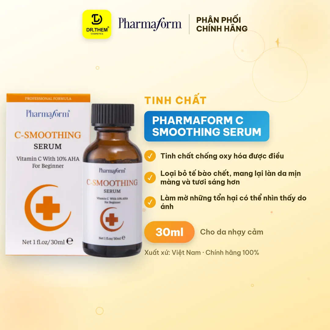 Tinh Chất Pharmaform C Smoothing Serum Vitamin C Và 10% AHA Làm Sáng Da Hỗ Trợ Chống Lão Hóa 30ml