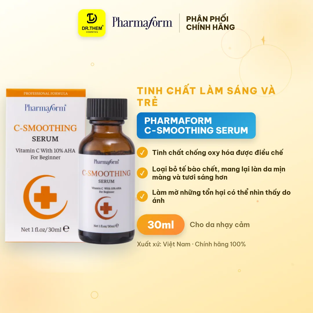 Tinh Chất Pharmaform C Smoothing Serum Vitamin C Và 10% AHA Làm Sáng Da Hỗ Trợ Chống Lão Hóa 30ml