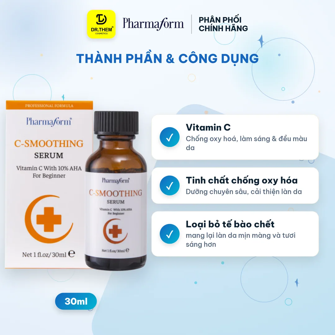 Tinh Chất Pharmaform C Smoothing Serum Vitamin C Và 10% AHA Làm Sáng Da Hỗ Trợ Chống Lão Hóa 30ml 4