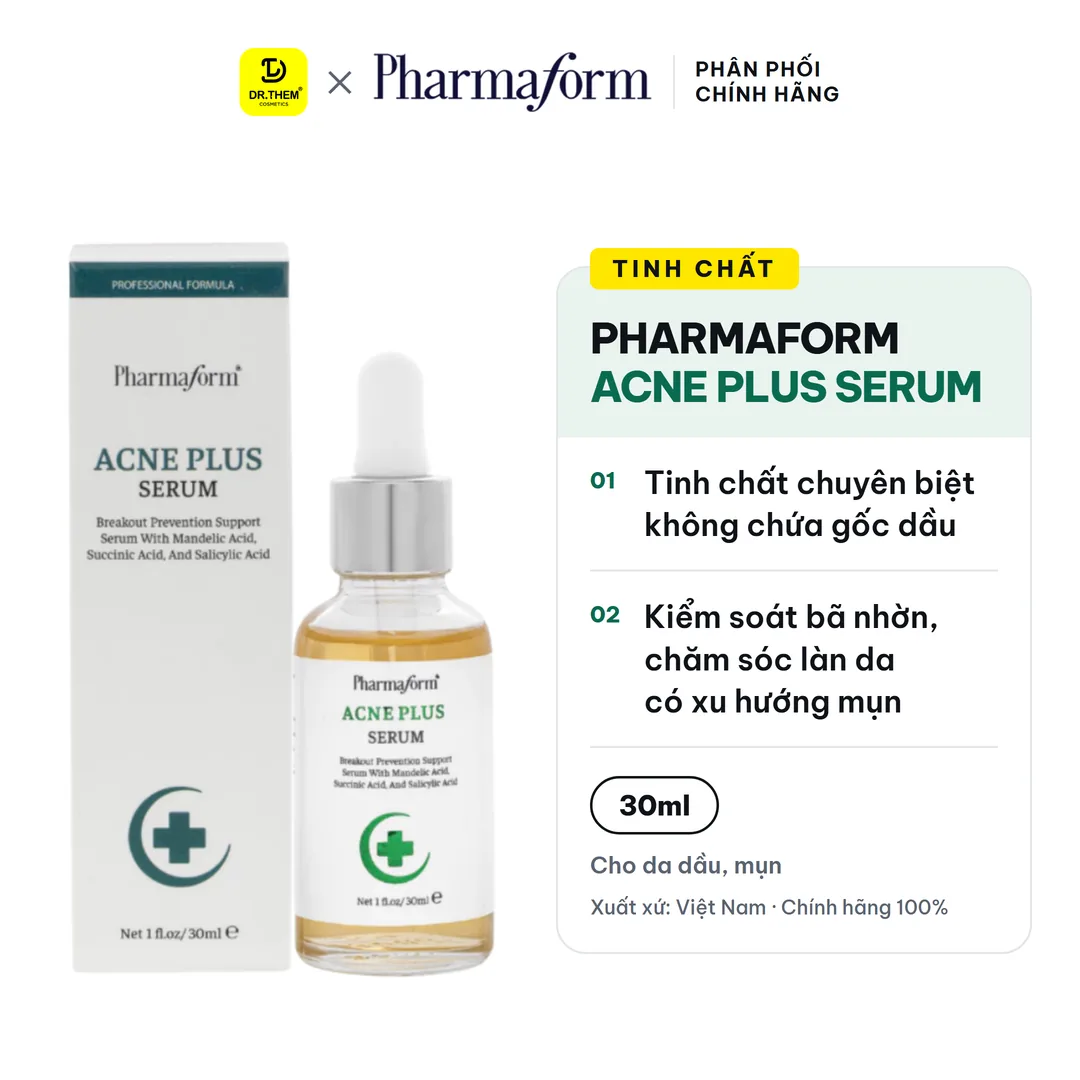 Tinh Chất Pharmaform Acne Plus Serum Ngăn Ngừa Mụn Kiểm Soát Dầu Nhờn Se Khít Lỗ Chân Lông Cho Da Mụn 30ml