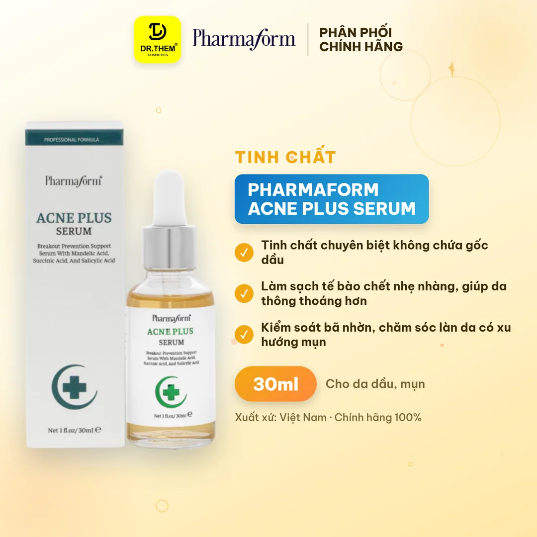 Tinh Chất Pharmaform Acne Plus Serum Ngăn Ngừa Mụn Kiểm Soát Dầu Nhờn Se Khít Lỗ Chân Lông Cho Da Mụn 30ml