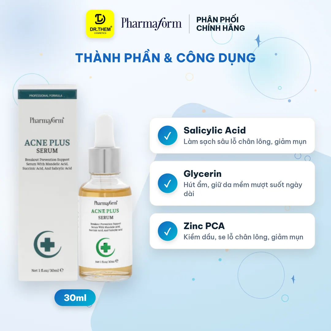 Tinh Chất Pharmaform Acne Plus Serum Ngăn Ngừa Mụn Kiểm Soát Dầu Nhờn Se Khít Lỗ Chân Lông Cho Da Mụn 30ml 6
