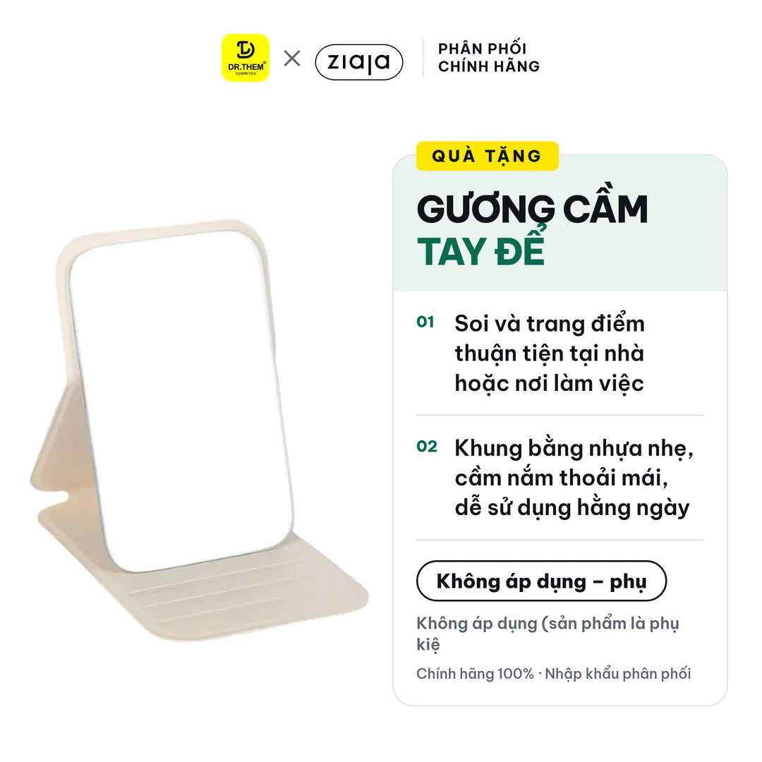 Quà Tặng Gương Cầm Tay Để Bàn Khung Nhựa Mặt Gương Tráng Bạc Tiện Lợi Cho Trang Điểm Và Du Lịch (Gương Dài)