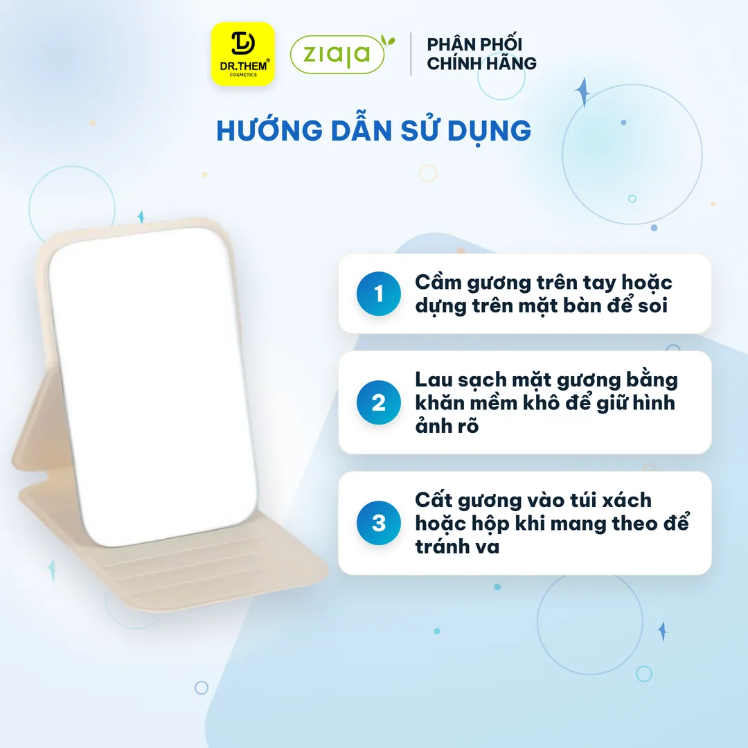 Quà Tặng Gương Cầm Tay Để Bàn Khung Nhựa Mặt Gương Tráng Bạc Tiện Lợi Cho Trang Điểm Và Du Lịch (Gương Dài) 3