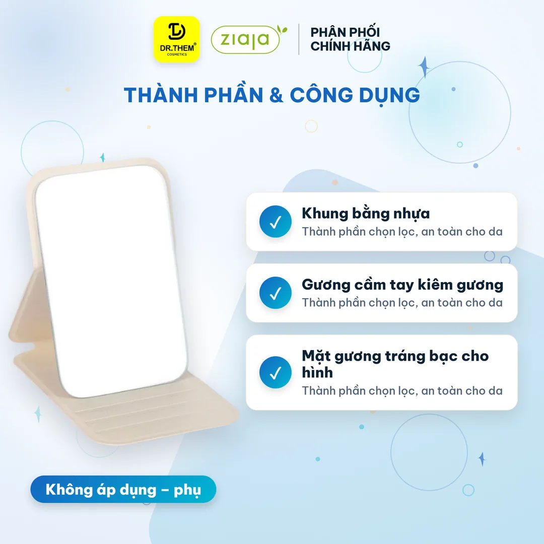 Quà Tặng Gương Cầm Tay Để Bàn Khung Nhựa Mặt Gương Tráng Bạc Tiện Lợi Cho Trang Điểm Và Du Lịch (Gương Dài) 2