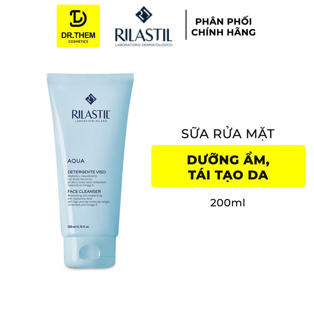 Sữa Rửa Mặt Dưỡng Ẩm Rilastil Aqua Face Cleanser Làm Sạch Dịu Nhẹ Bổ Sung Ceramide Cho Da Nhạy Cảm 200ml