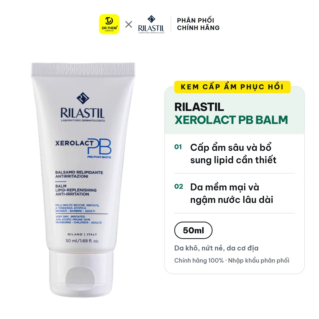 Kem Dưỡng Rilastil Xerolact PB Balm Lipid Replenishing Cấp Ẩm Phục Hồi Hỗ Trợ Giảm Mẩn Ngứa Cho Da Khô 50ml
