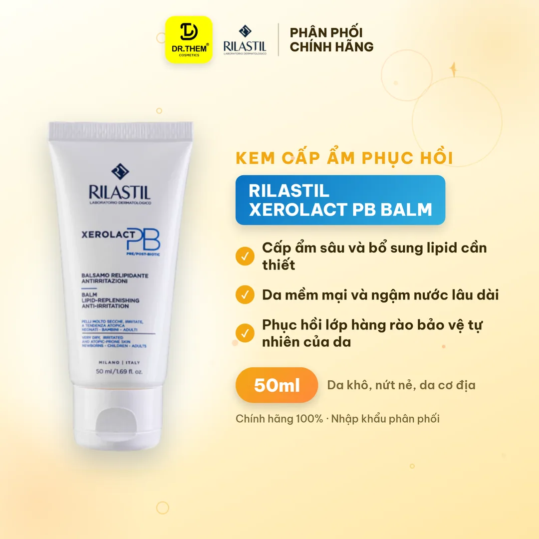 Kem Dưỡng Rilastil Xerolact PB Balm Lipid Replenishing Cấp Ẩm Phục Hồi Hỗ Trợ Giảm Mẩn Ngứa Cho Da Khô 50ml