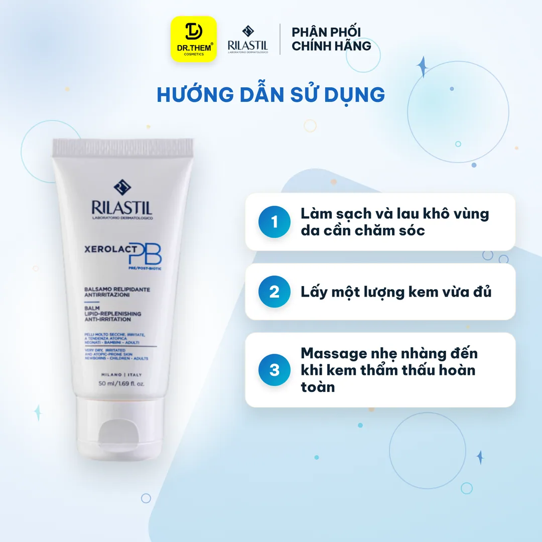 Kem Dưỡng Rilastil Xerolact PB Balm Lipid Replenishing Cấp Ẩm Phục Hồi Hỗ Trợ Giảm Mẩn Ngứa Cho Da Khô 50ml 5